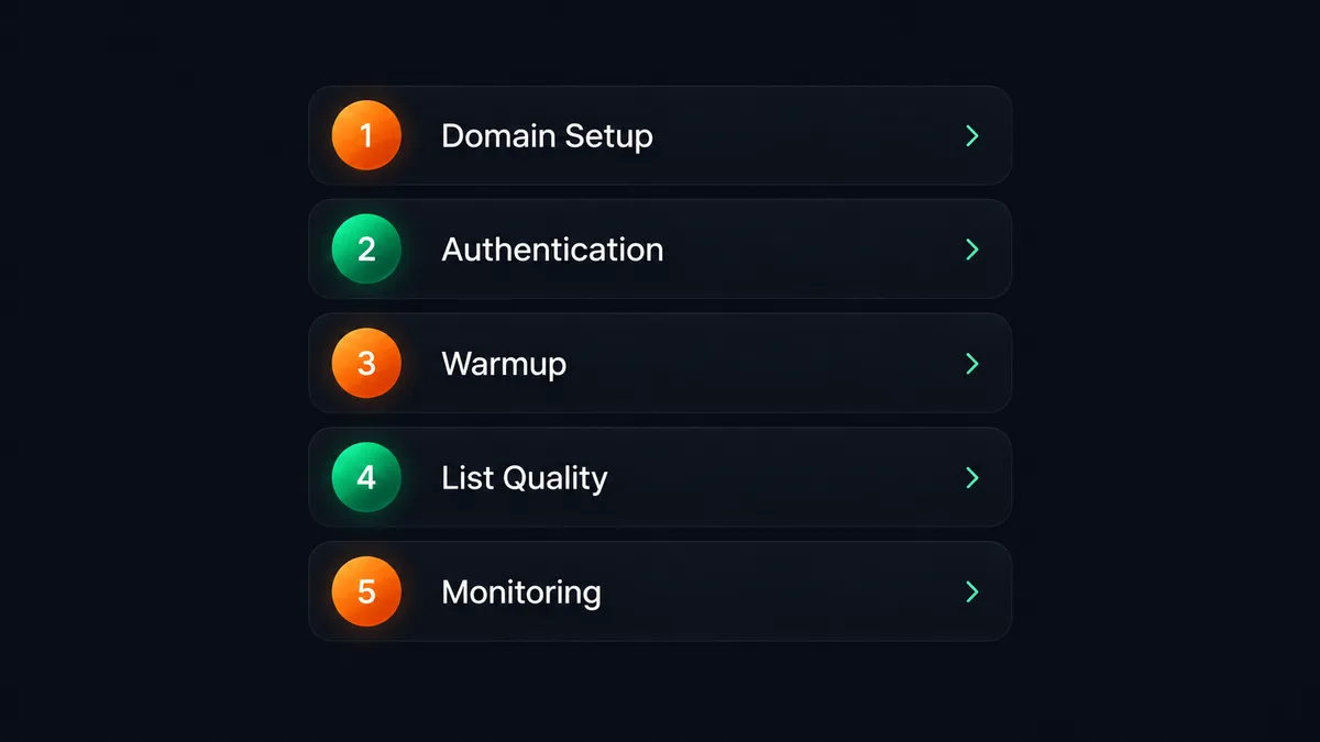 cold email deliverability checklist infographic with numbered steps for small business outreach