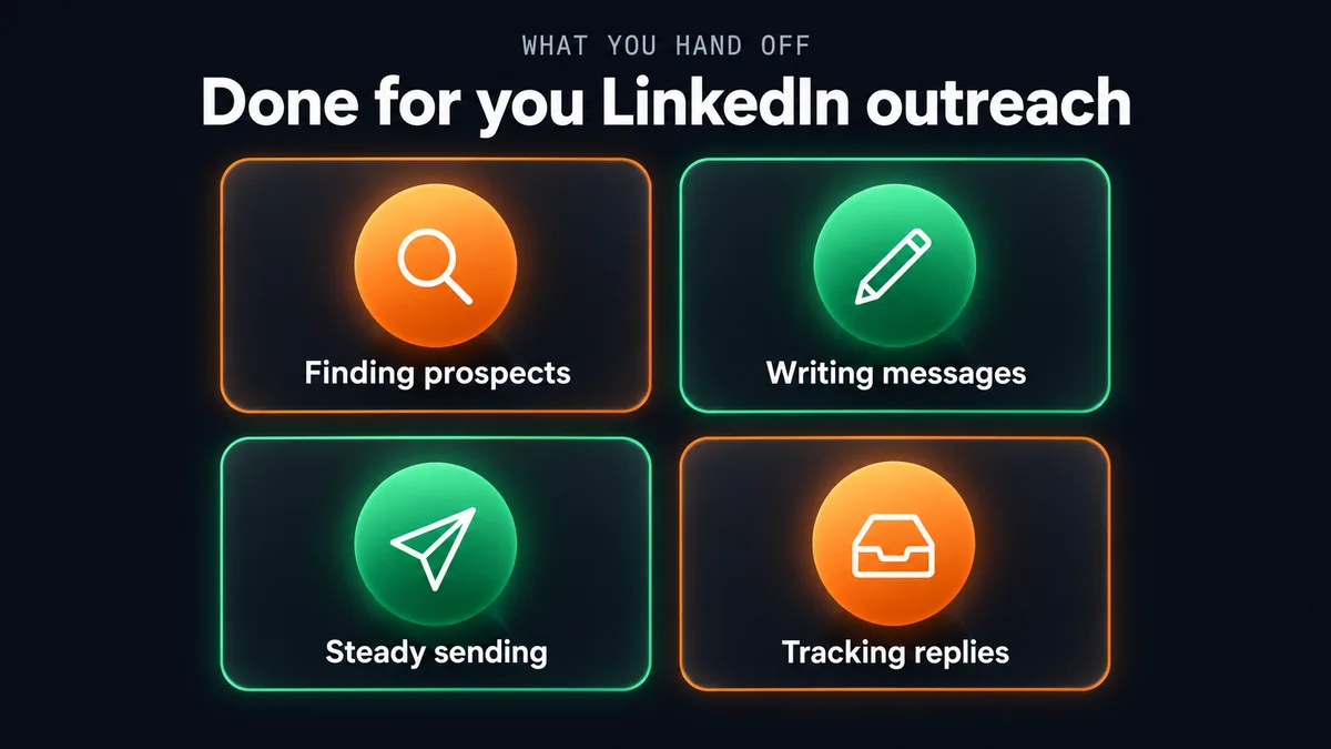 Done for you LinkedIn outreach: what you hand off, from finding prospects to tracking replies
