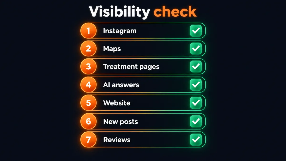 Med spa marketing automation visibility checklist for Instagram, Google and AI answers
