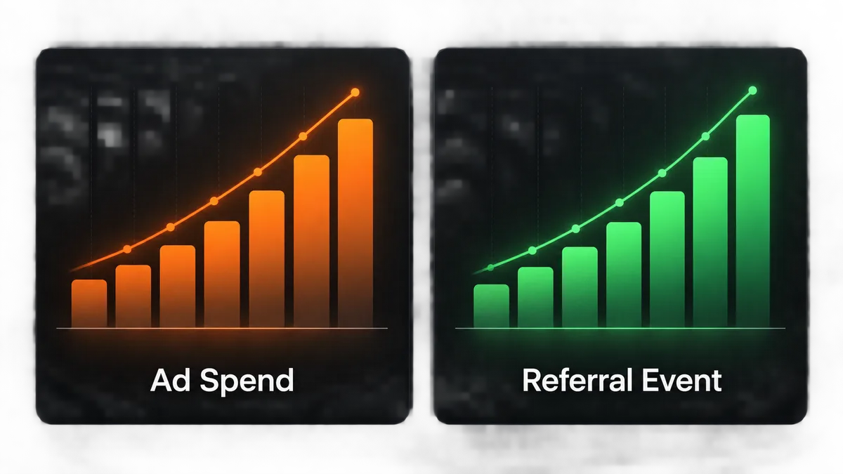 how pool builders get more leads stat graphic comparing ad spend against a referral partnership event