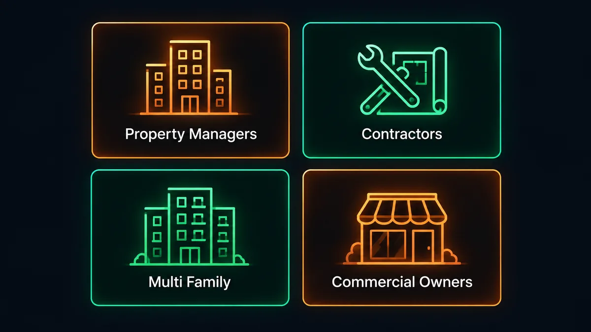 property management plumbing contracts buyer types: property managers, contractors, multi family operators and commercial owners